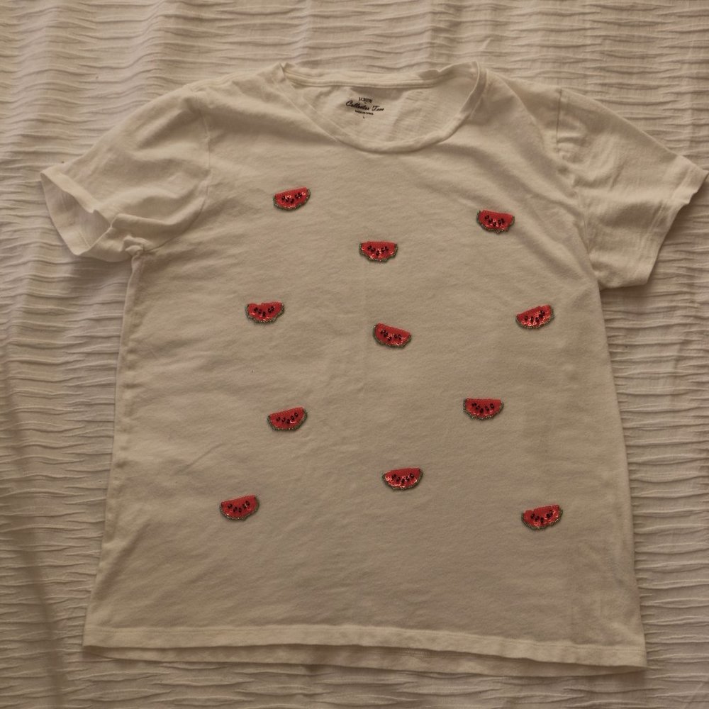 Embellished Watermelon Tshirt - JCREW